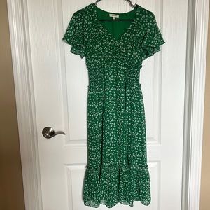 Green and white flower dress